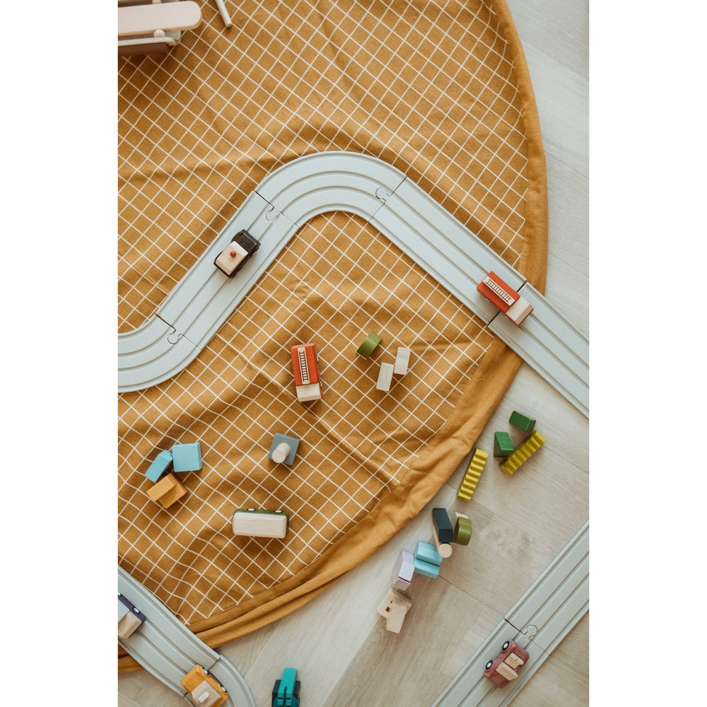 Køb Play&Go Organic Grid Mustard 2-in-1 Legetæppe