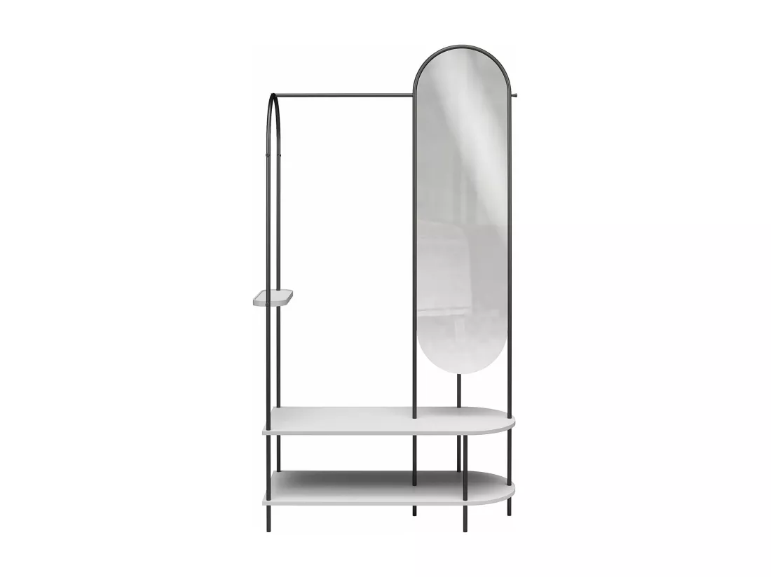 Anastacia | Armoire ouverte à miroir en gris - Cadre en métal noir