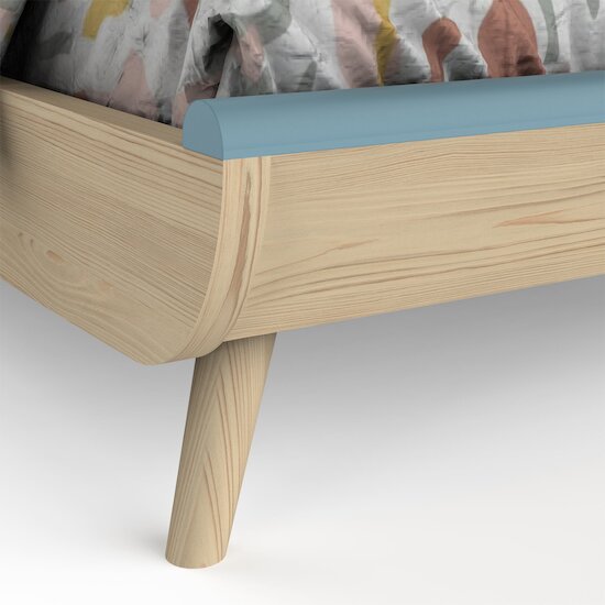 Firmiana Lit Enfant Sans Barreaux   Bleu Orage / Bois Naturel        70 x 140 cm   de               CBA Meubles