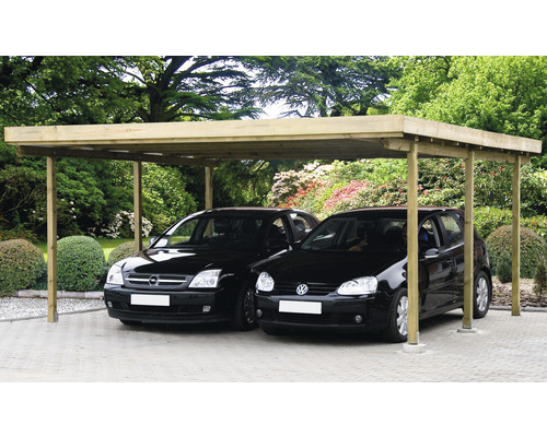 Dubbele carport 500 x 510 cm drukgeïmpregneerd