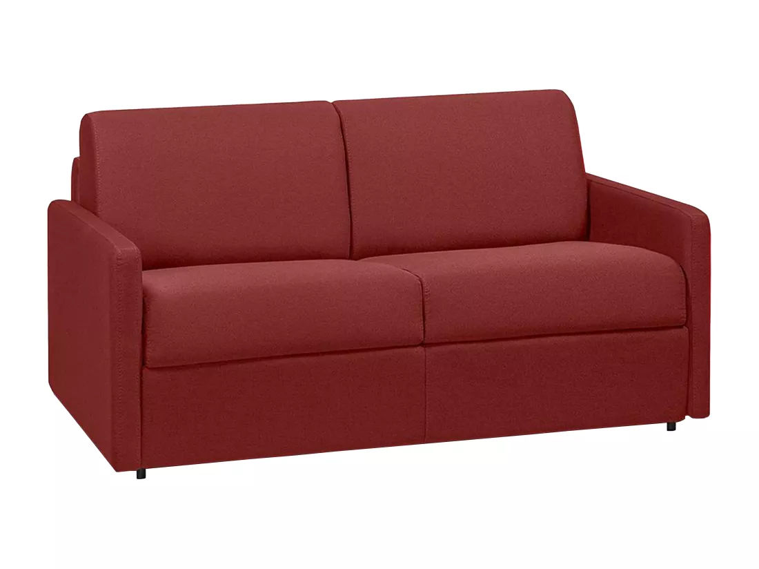 Canapé 2 places convertible express en tissu rouge - Couchage 120 cm - Matelas 18 cm CALIFE