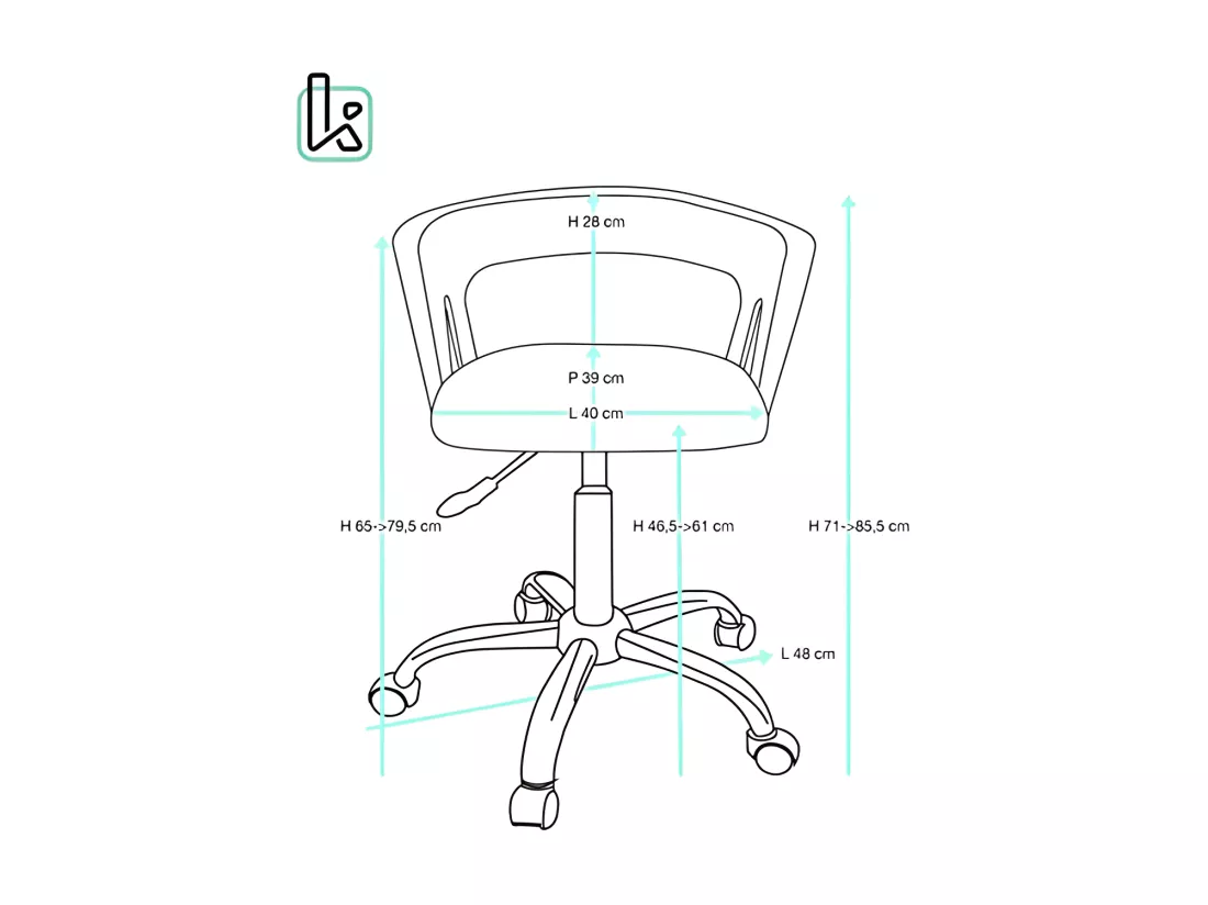 Chaise bureau roulettes siège tissu rembourré hauteur réglable pivotant pied chrome AYA (gris)