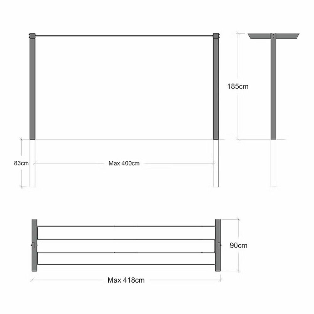 TØRKESTATIV PLUS CLASSIC 400X185X90CM SVART