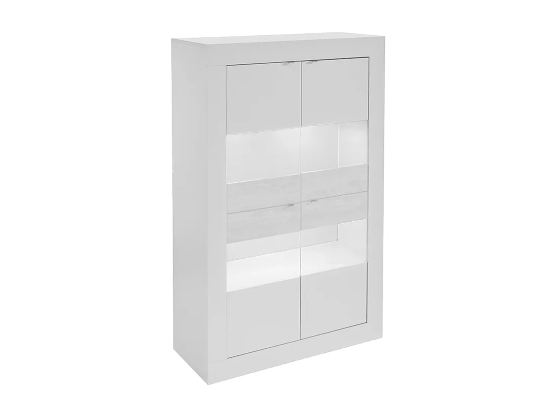Vitrine COMETE - LEDs - 4 portes - Blanc laqué