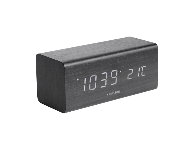 Alarm clock Block black veneer, white LED