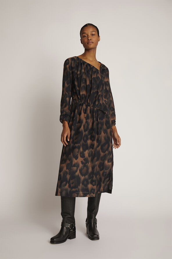 MUNTHE TYNNA Organic Cotton Blend Dress Brown
