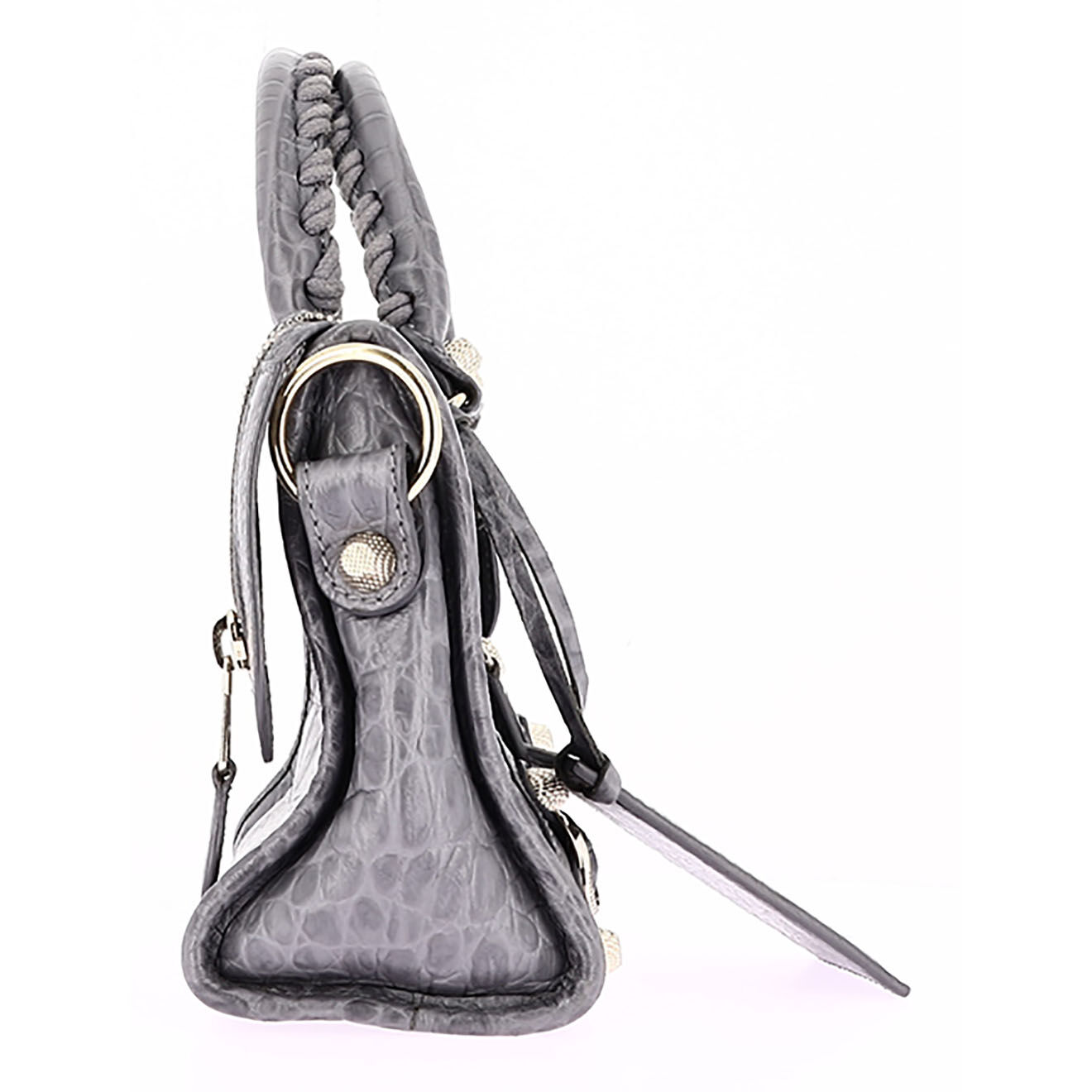 Balenciaga Sac bandoulière City en Cuir effet croco gris - Très bon état - L.24 cm
