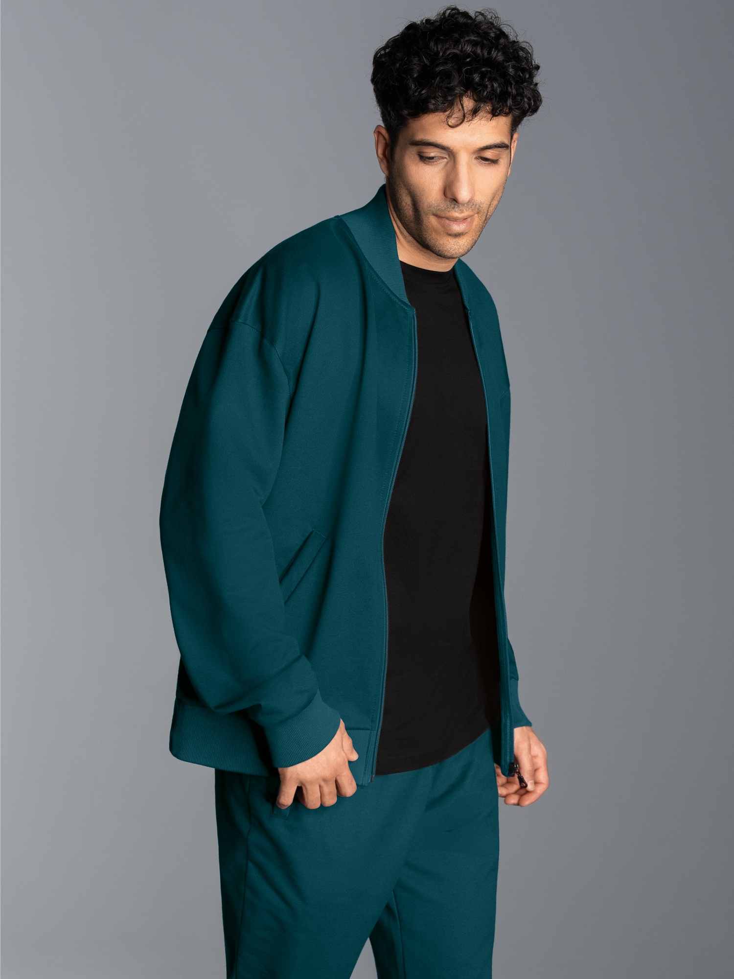Collegejacke in weicher Sweat-Qualität Saphir