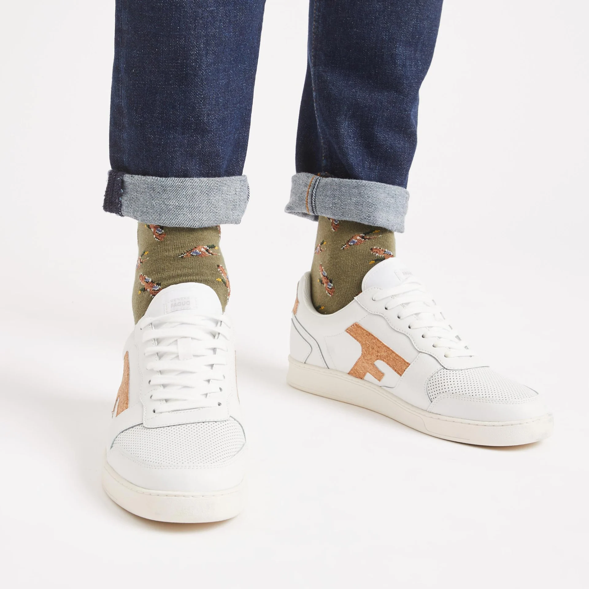 Baskets blanche & liège cuir et liège - modèle Hazel