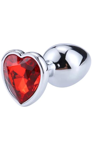 Red Scarlet Anal Plug With Heart Jewel M
