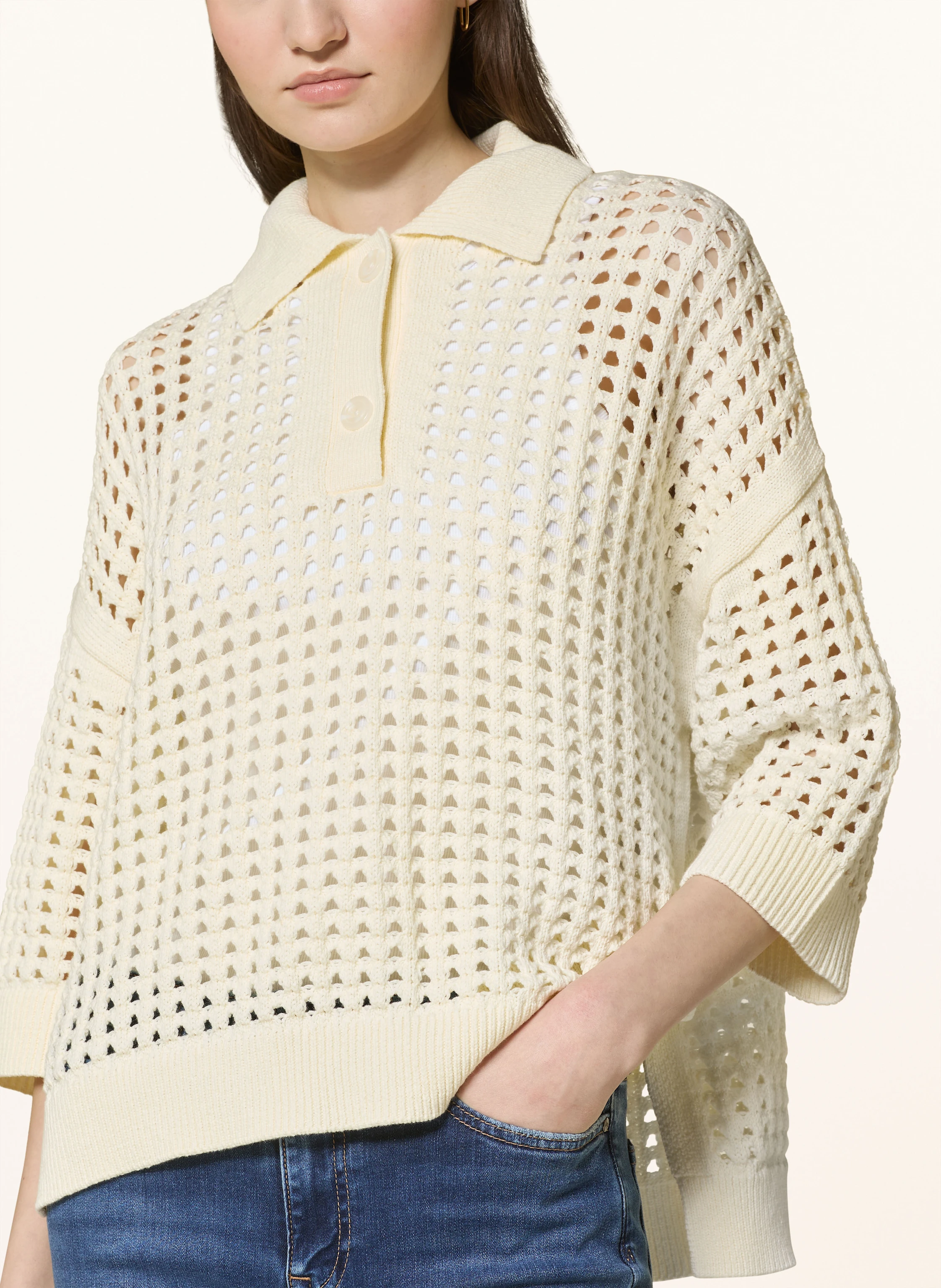 REISS Strick-Poloshirt mit 3/4-Arm