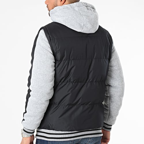 Veste Zippée Capuche A Bandes 20714935 Noir Gris Chiné