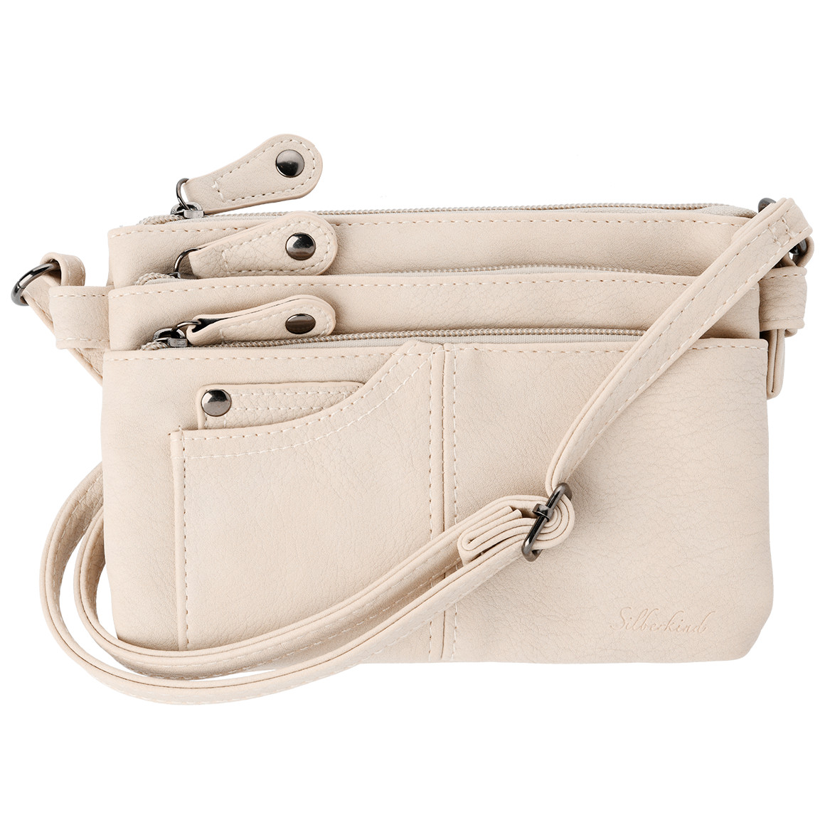 Gina Benotti Kleine Damen Umhängetasche aus Lederimitat beige