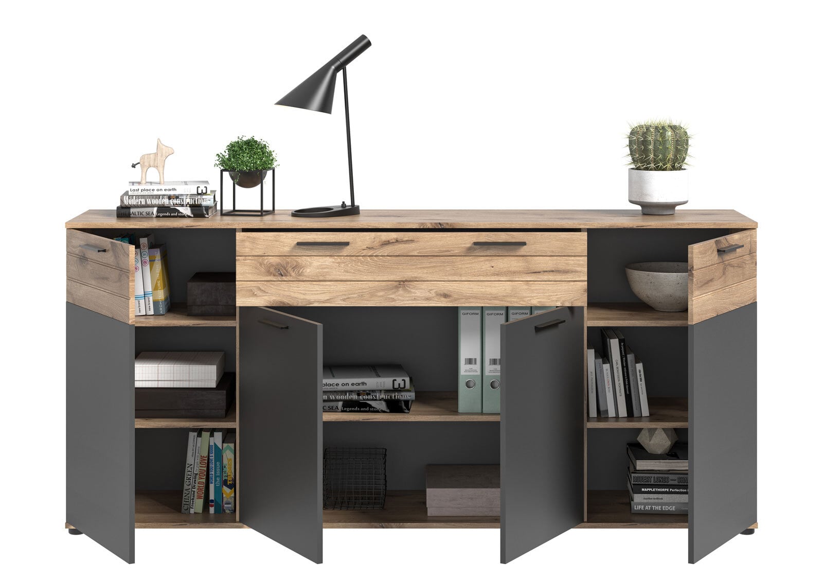 Sideboard Mason Grau/Braun 200x91x40 cm