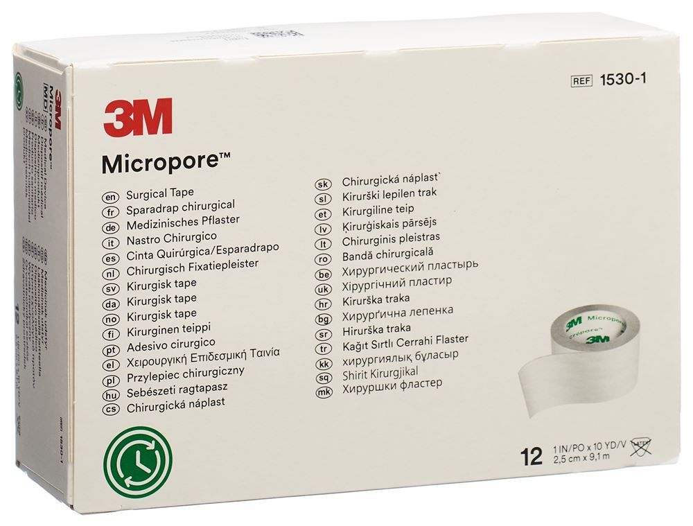 MICROPORE Rollenpflaster ohne Dispenser 25mmx9.14m weiss 12 Stk