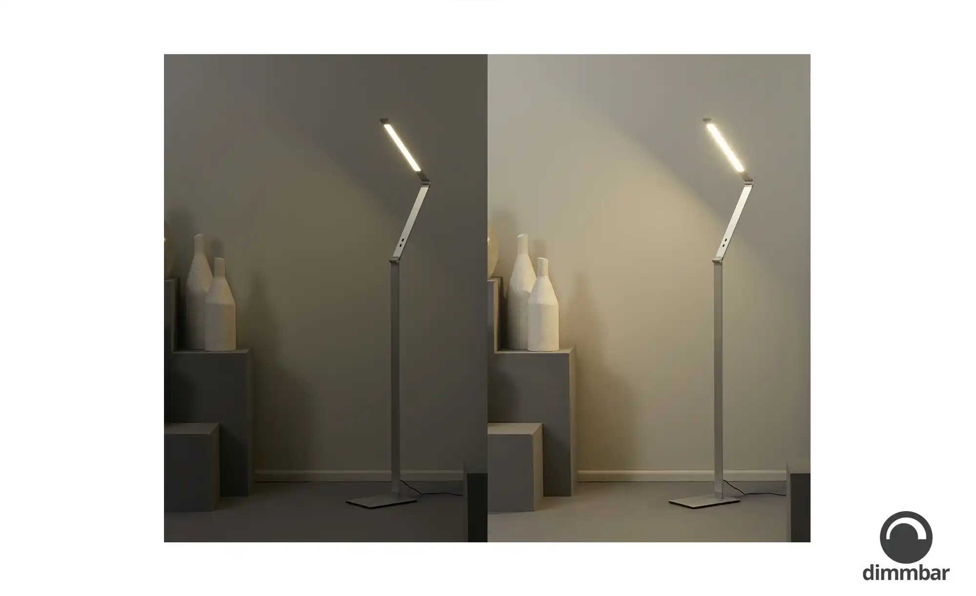 Fischer-Honsel LED-Stehleuchte, Alufarben mit Dimmer