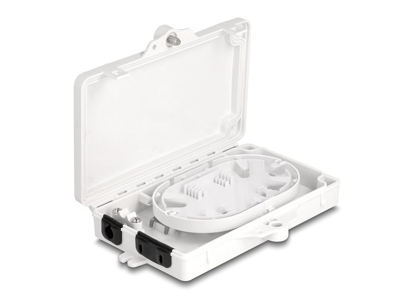 Delock LWL Verteilerbox IP65, 2 Port, Weiss Delock LWL Verteilerbox für Innen- und Aussenbereich IP65 wasserfest abschliessbar 2 Port weiss