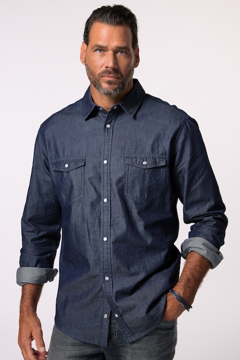 JP 1880 Jeanshemd, Langarm, Kentkragen, Modern Fit, bis 8 XL