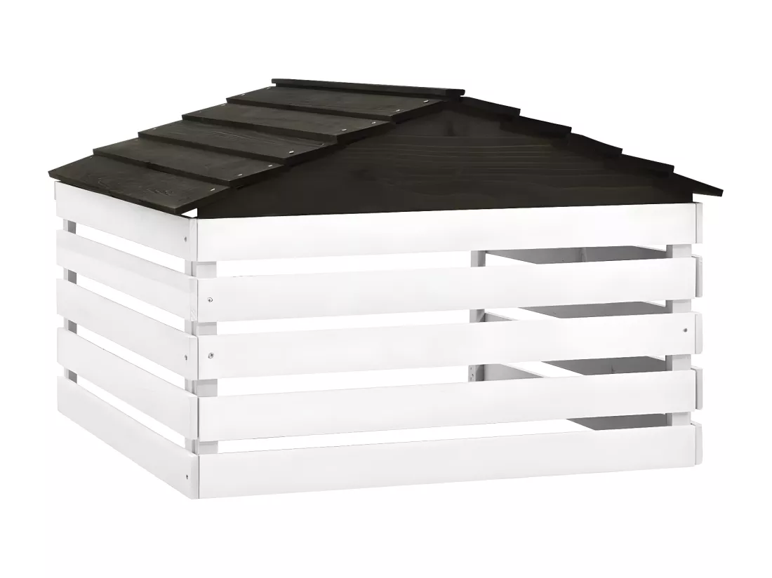 Prolenta Premium - Garage de tondeuse à gazon Noir et blanc 78x74x54 cm Sapin