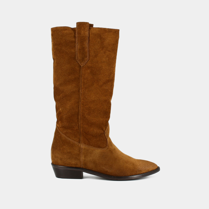 Bottes à bouts pointus  en croute camel
