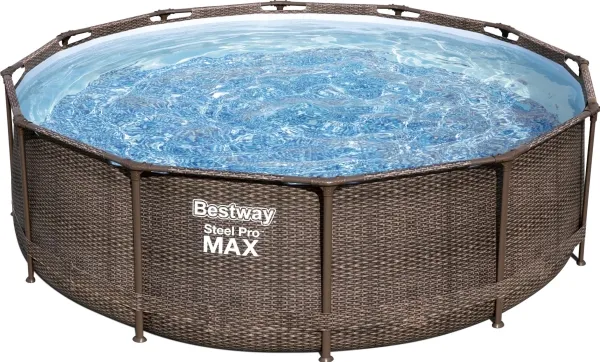 Bestway Steel Pro Max, 9150 L, Indrammet pool, Barn & voksen, Stige, Brun, 33,2 kg