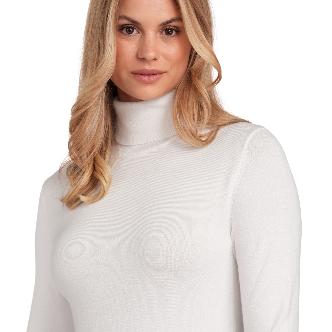 Gina Damen Rollkragenpullover unifarben weiss