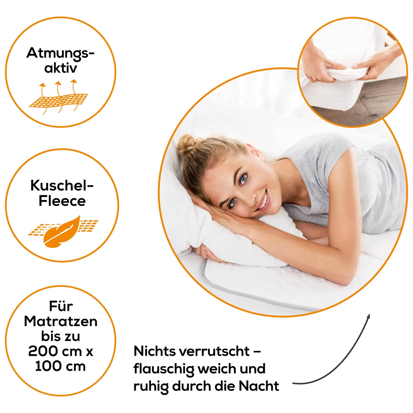 (200x100cm) UB 100 Spann-Wärmeunterbett Elektrische Flausch Heizdecke mit 9 Modi   Timer (37500) - Weiss