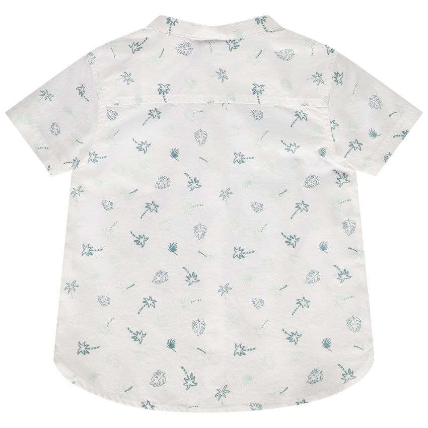 Chemise manches courtes en coton imprimé feuilles/palmiers pour bébé garçon - Blanc