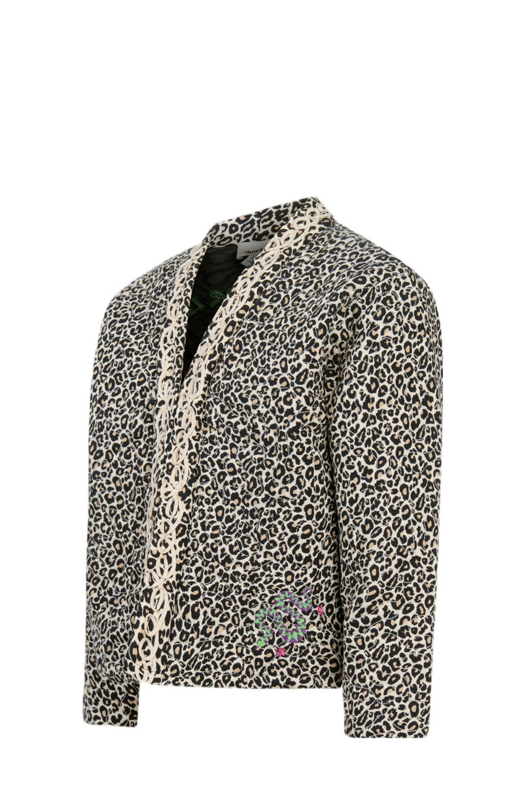 Shoeby gewatteerde kimono met panterprint bruin