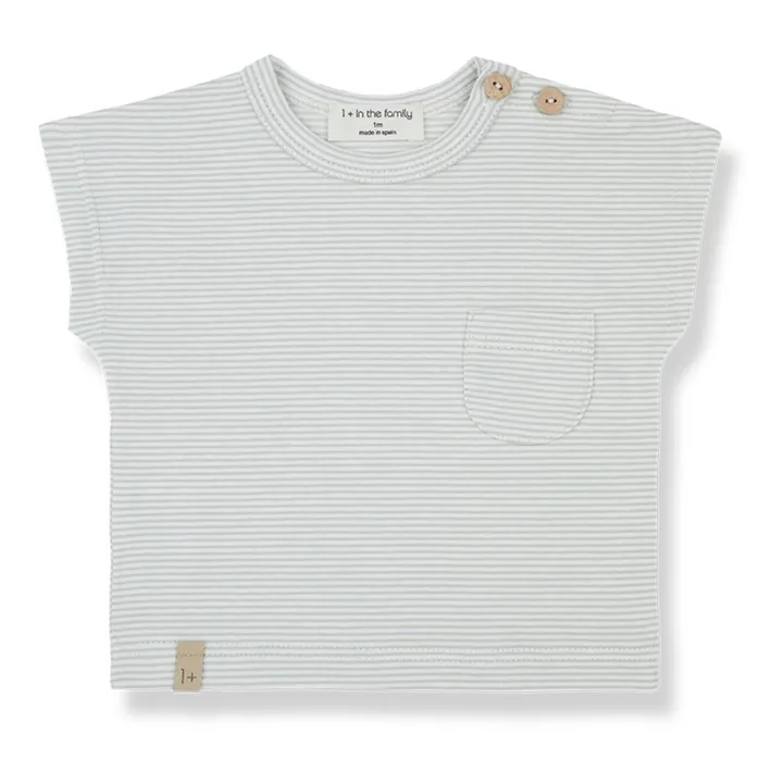 1+ in the family T-Shirt Manches Courtes Rayé Jad | Vert pâle