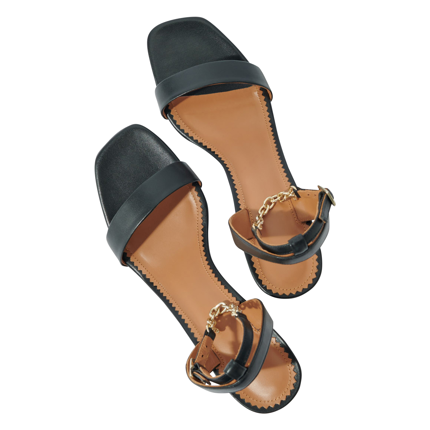 Sandales à talon en cuir | Noir