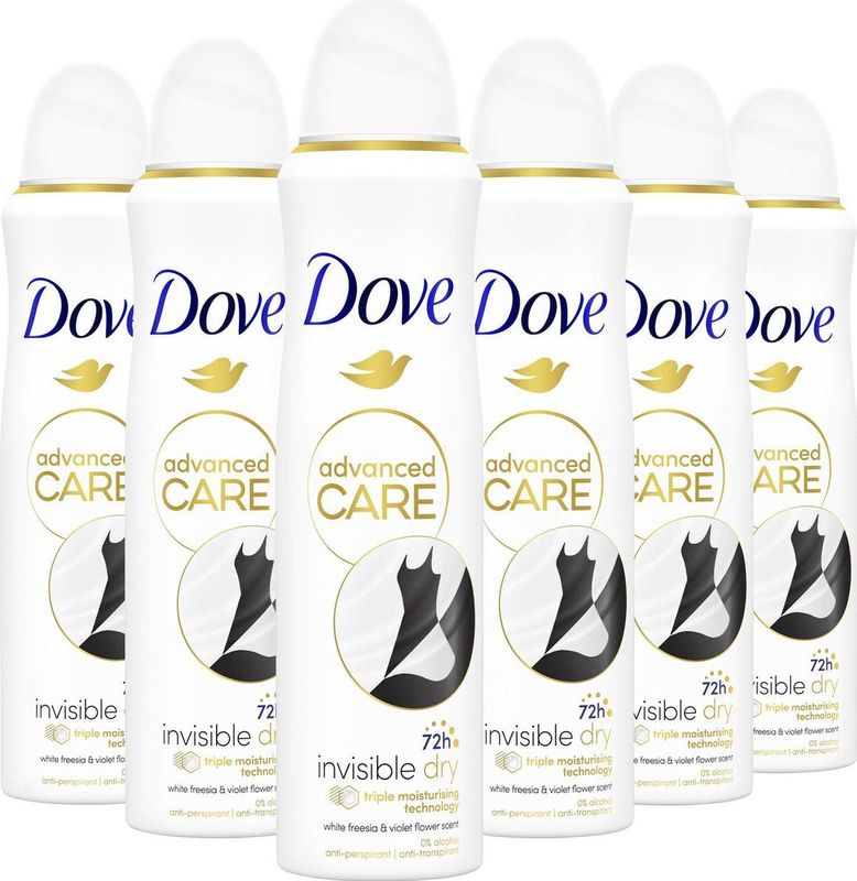 Dove Advanced Care Invisible Dry Anti-Transpirant Deodorant Spray - 6 x 150 ml - Voordeelverpakking