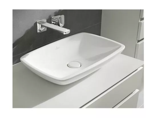 Vasque rectangle à poser 58.50X38 avec trop plein VILLEROY ET BOCH Loop & Friends Blanc CeramicPlus