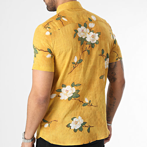 Chemise Manches Courtes Floral Jaune