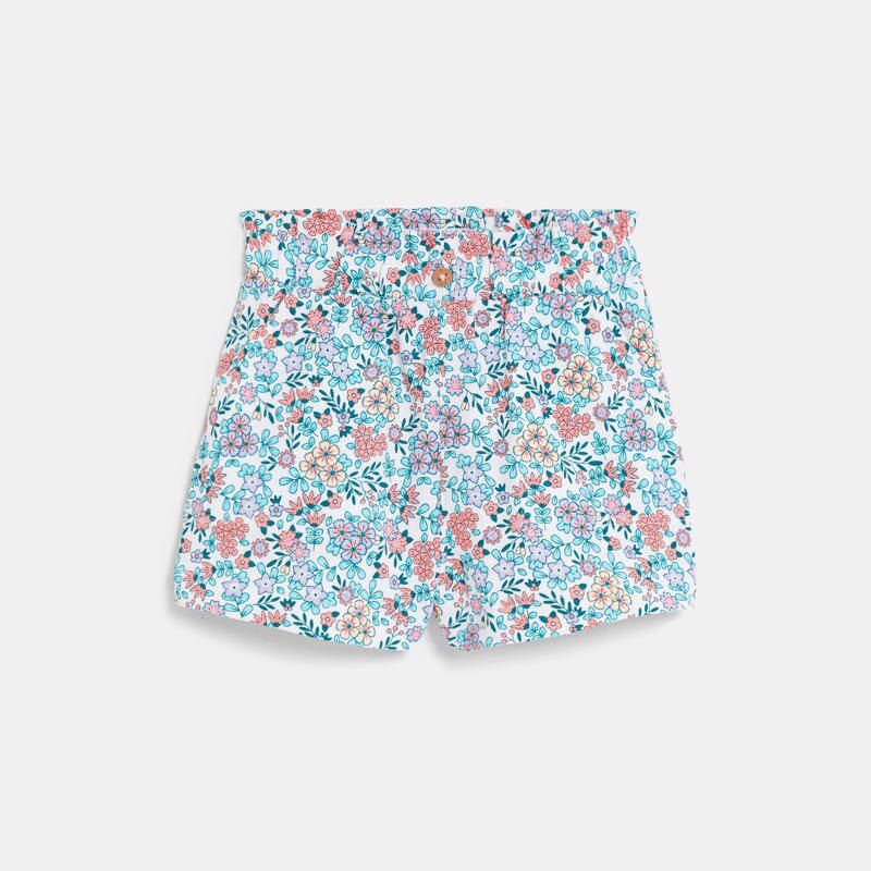 Short élastiqué imprimé bleu bébé fille Gris ou noir