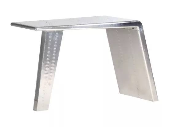 Bureau style avion Argenté 112x50x76 cm Métal