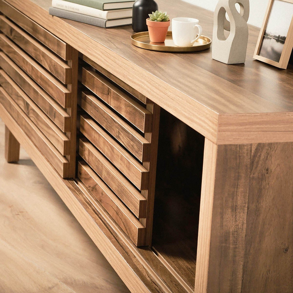 Calicosy - TV-Meubel LIAM - B140 cm - Donker hout