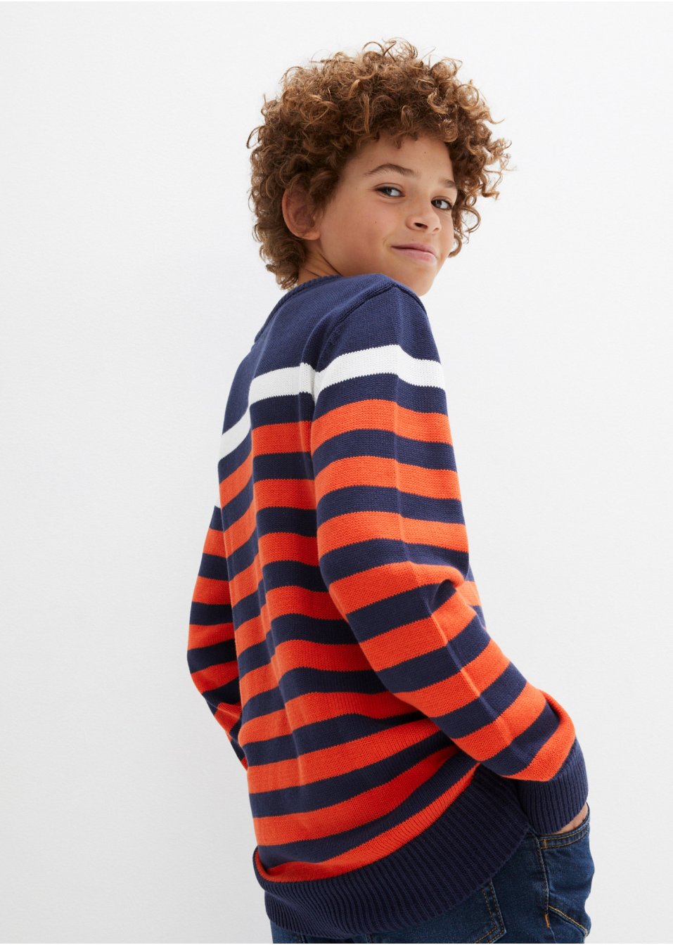 Pull en maille coton à rayures garçon