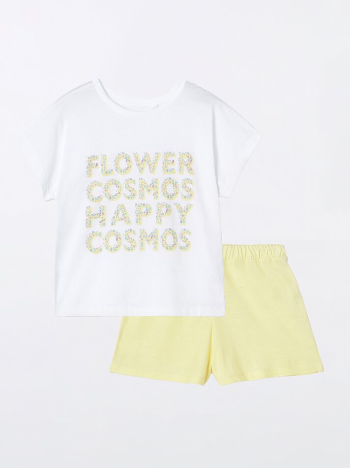 Conjunto de pijama estampado - Amarelo claro