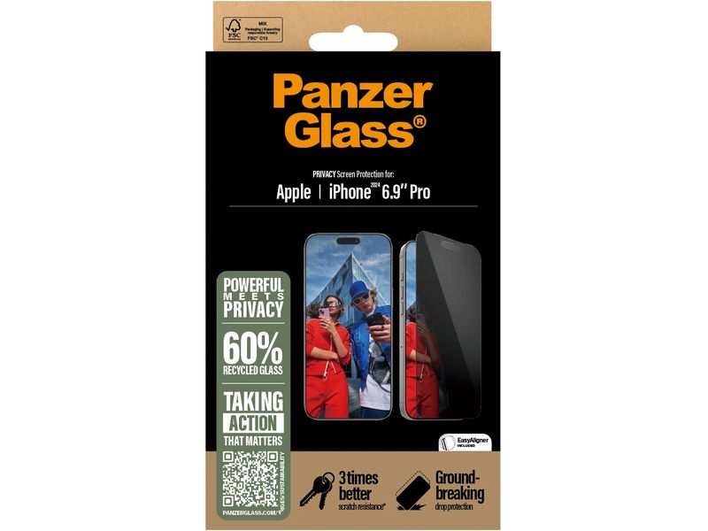 Panzerglass Displayschutz Ultra Wide Fit Privacy iPhone 16 Privacy-Display-Schutzfolie für das Apple iPhone 16 Pro Max