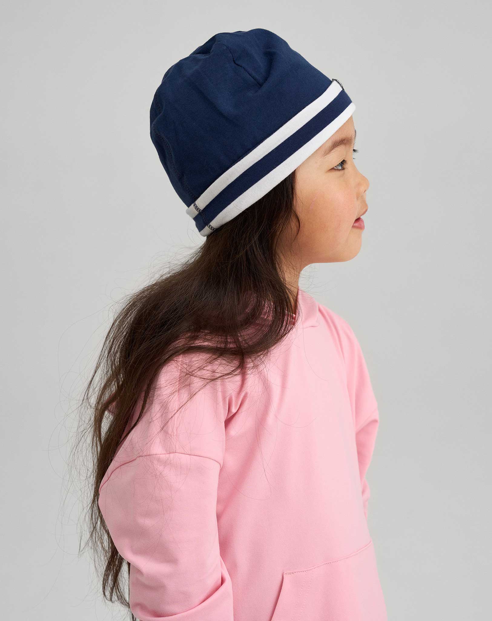 Wende-Beanie TANSSI gestreift in navy