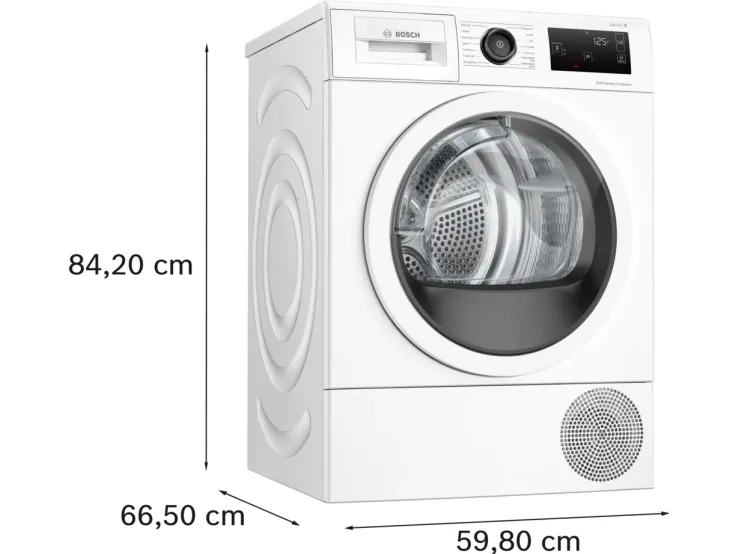 Bosch Serie | 6 WTU876IHSN - Tørremaskine - Wi-Fi - bredde: 59.8 cm - dybde: 66.5 cm - højde: 84.2 cm - frontbetjening - hvid