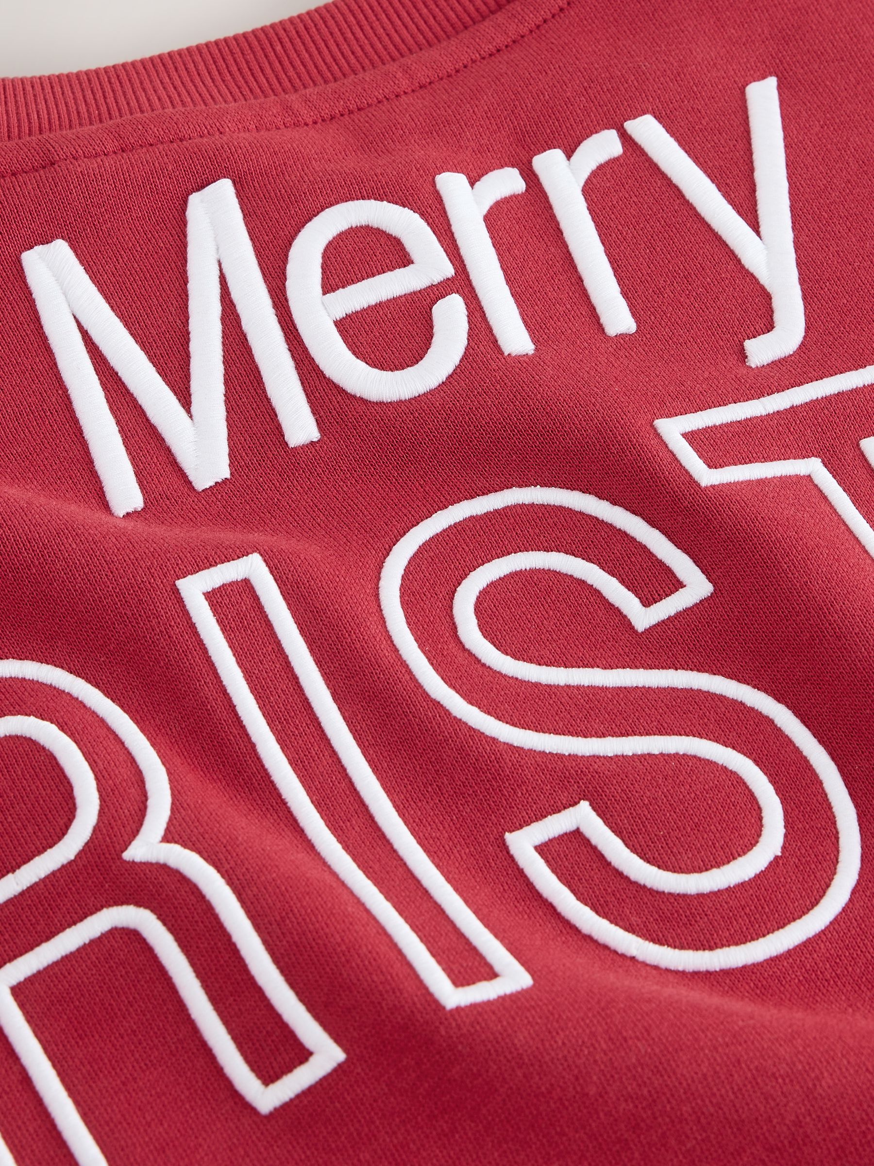 Rood - Sweatshirt met pailletten en kerstmanprint met ronde hals (3-16jr)