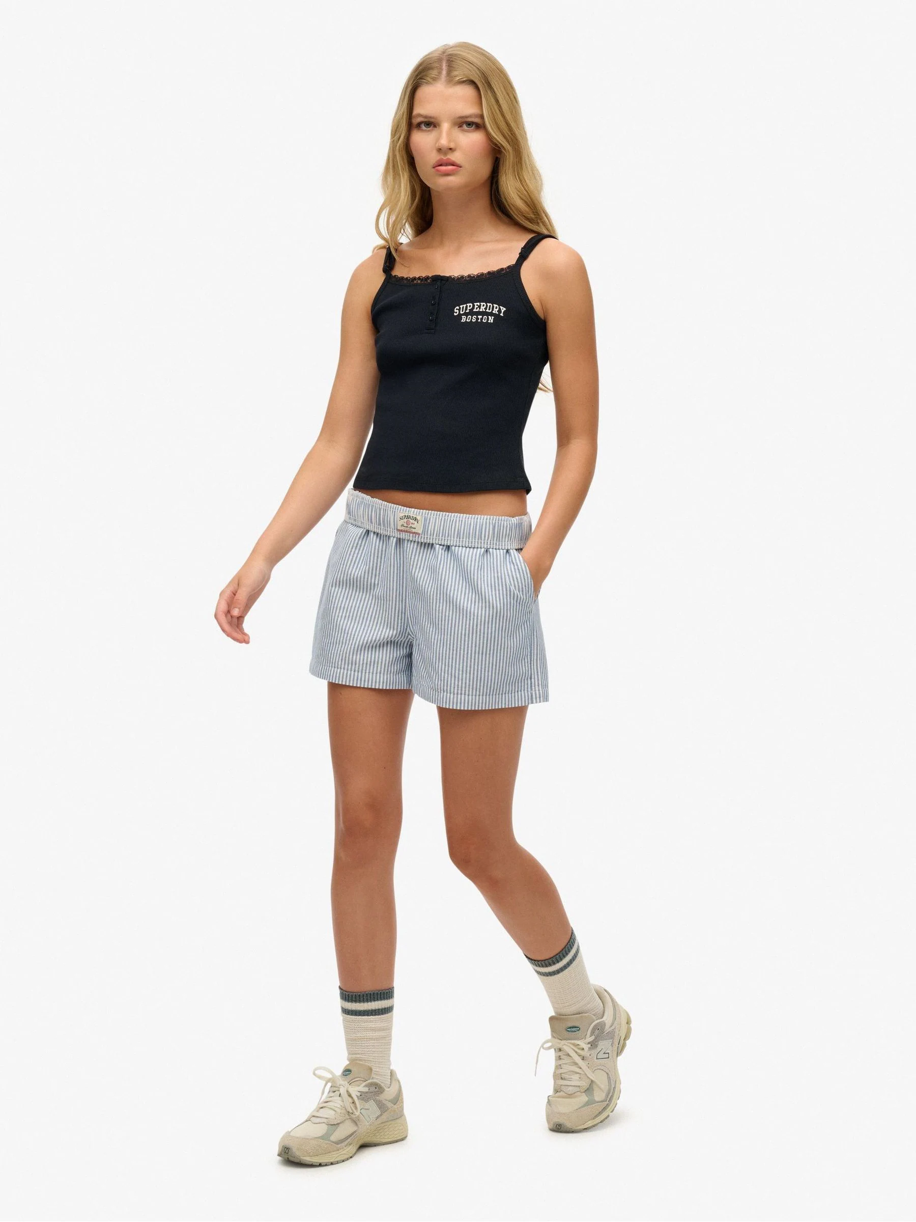 Lichtblauw - Superdry Stripe Elastic 100% Cotton Shorts