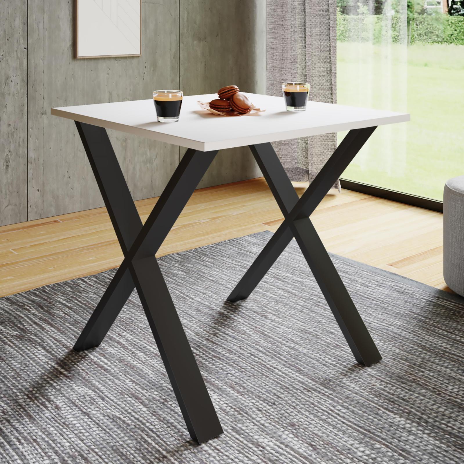 Esstisch XONA - X-Gestell - schwarz - 80 cm breit