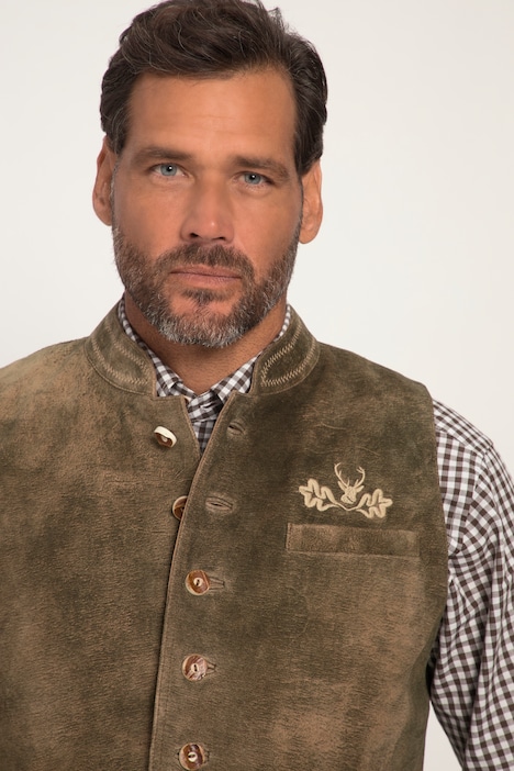 Weste, Ziegen Veloursleder, Tracht, Stehkragen