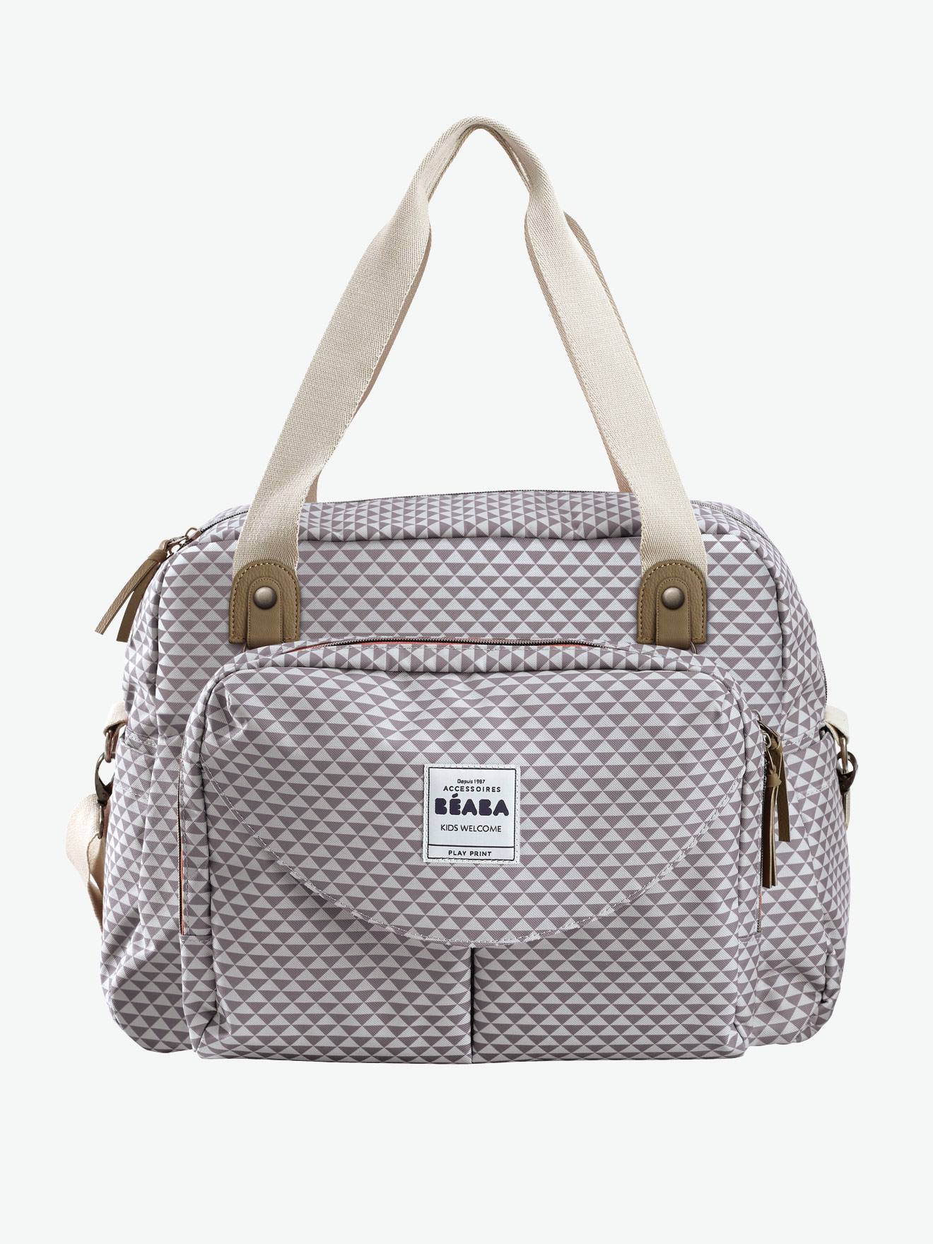 Bolsa de maternidade BEABA Genève II com estampa de triângulos azuis/