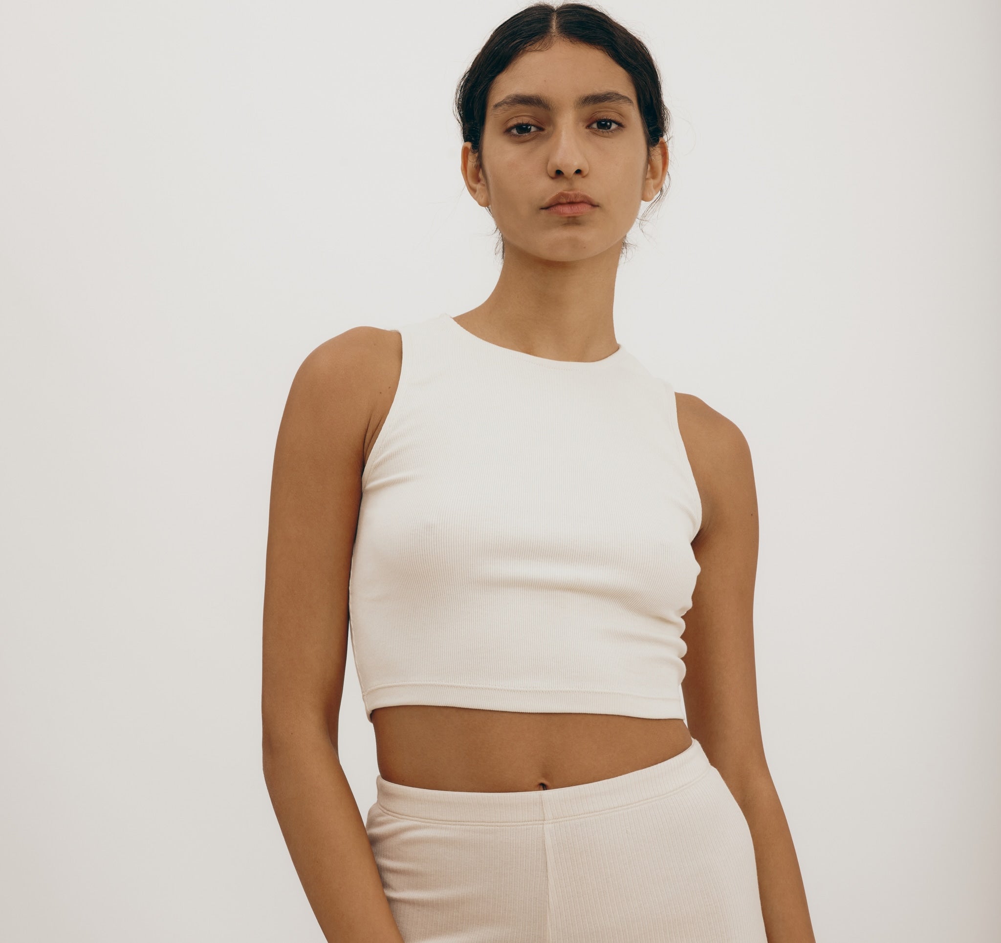 ORGANIC COTTON<br>Core Rib Open Back Tank Top