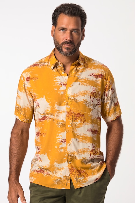Hemd, Halbarm, Alloverprint, Kentkragen, Cuba-Fit, bis 8 XL