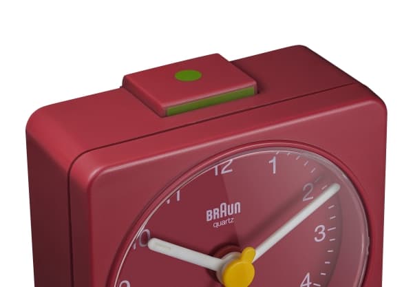Braun BC02R, Quartz vekkerklokke, Rektangel, Rød, Analog, Batteri, AA